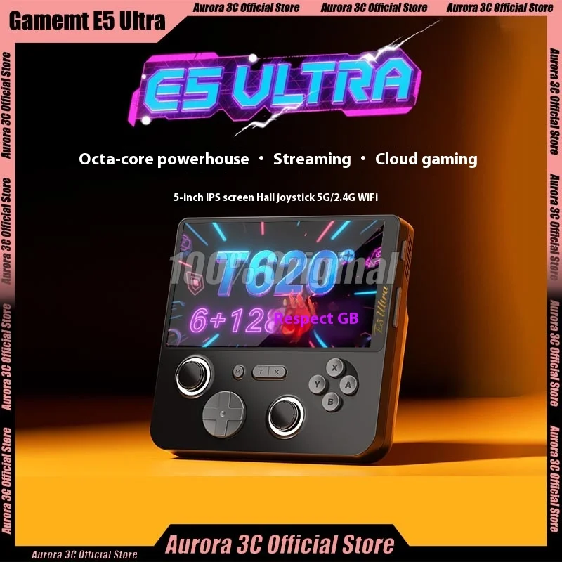 GAMEMT E5 Ultra Game Console 5000mAh Hall-Effect Joystick 5 "1280*720 Touchscreen 60Hz IPS Draagbare Android Handheld Consoles