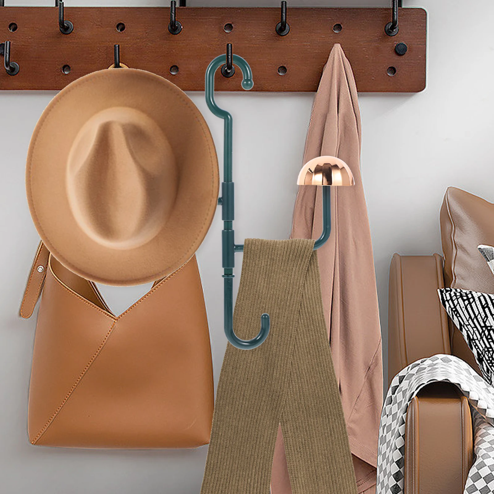 

Rotating Coat Rack Plastic Hat Organizer Closet Bag Hangers Scarf Purse Holder Storage Home Bedroom Dorm Entryway Wardrobe Hook