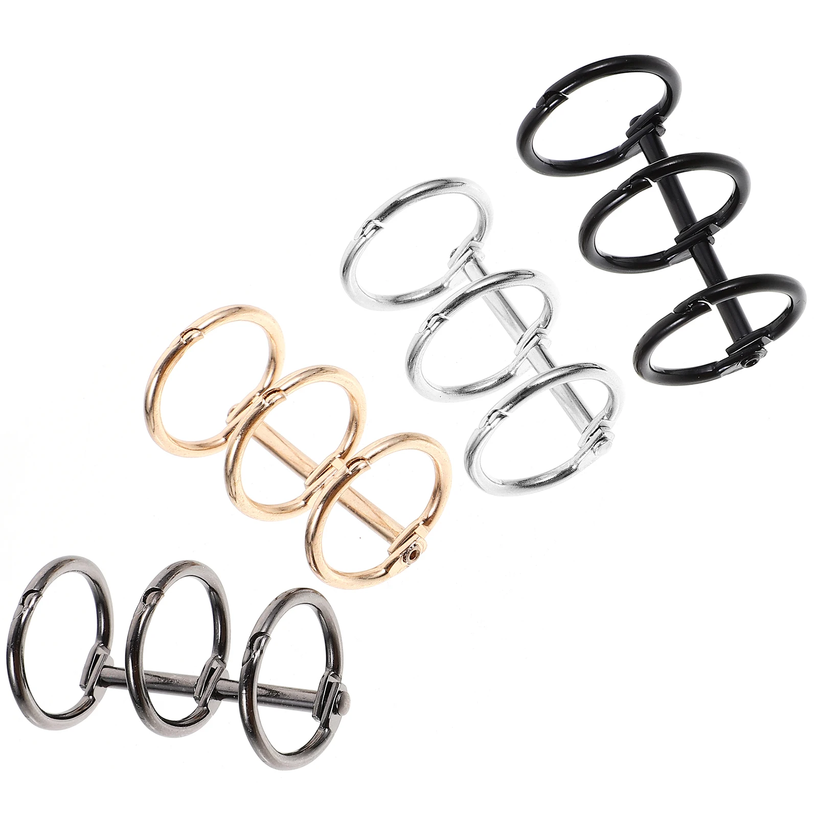 

4 Pcs 3-Hole Binder Rings 20x2.4x40mm Metal Loose Leaf Rings Office Home DIY Black Gold Gun Silver Color Document
