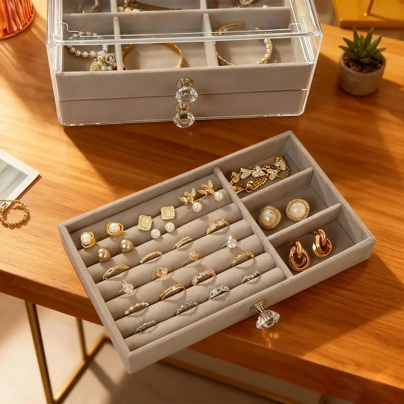 3 Layers Drawer Jewelry Box Jewelry Organizer Storage Case For Rings Earrings Necklaces Bracelets Gift For Women