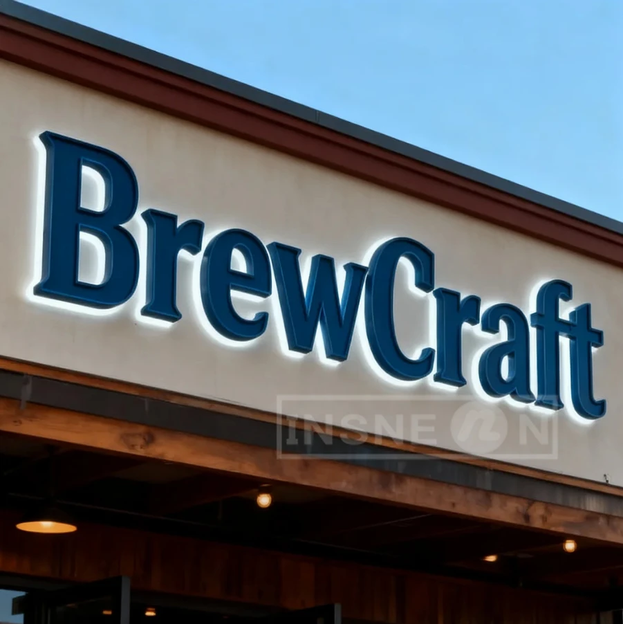 علامات معدنية مخصصة لافتات الأعمال هالة في الهواء الطلق حامل مضاءة شعار الإعلان واجهة المتجر الخلفية لافتة Led صالون #3