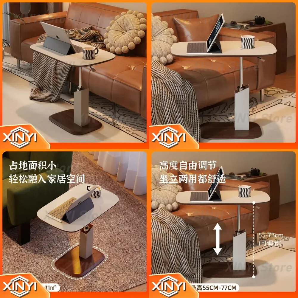 Rotating Lifting Side Table for Bed Sofa Living Room Coffee Table Small Household Light Luxury Leisure Computer Desk for Home