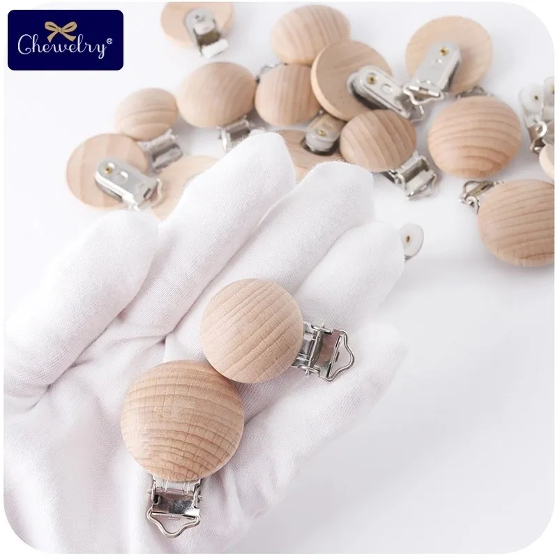 5pcs/lot Fine Quality Baby Pacifier Clips Beech Wood Wooden Pacifier clips BPA Free Necklace Diy For Pacifier Chain Holder Toys