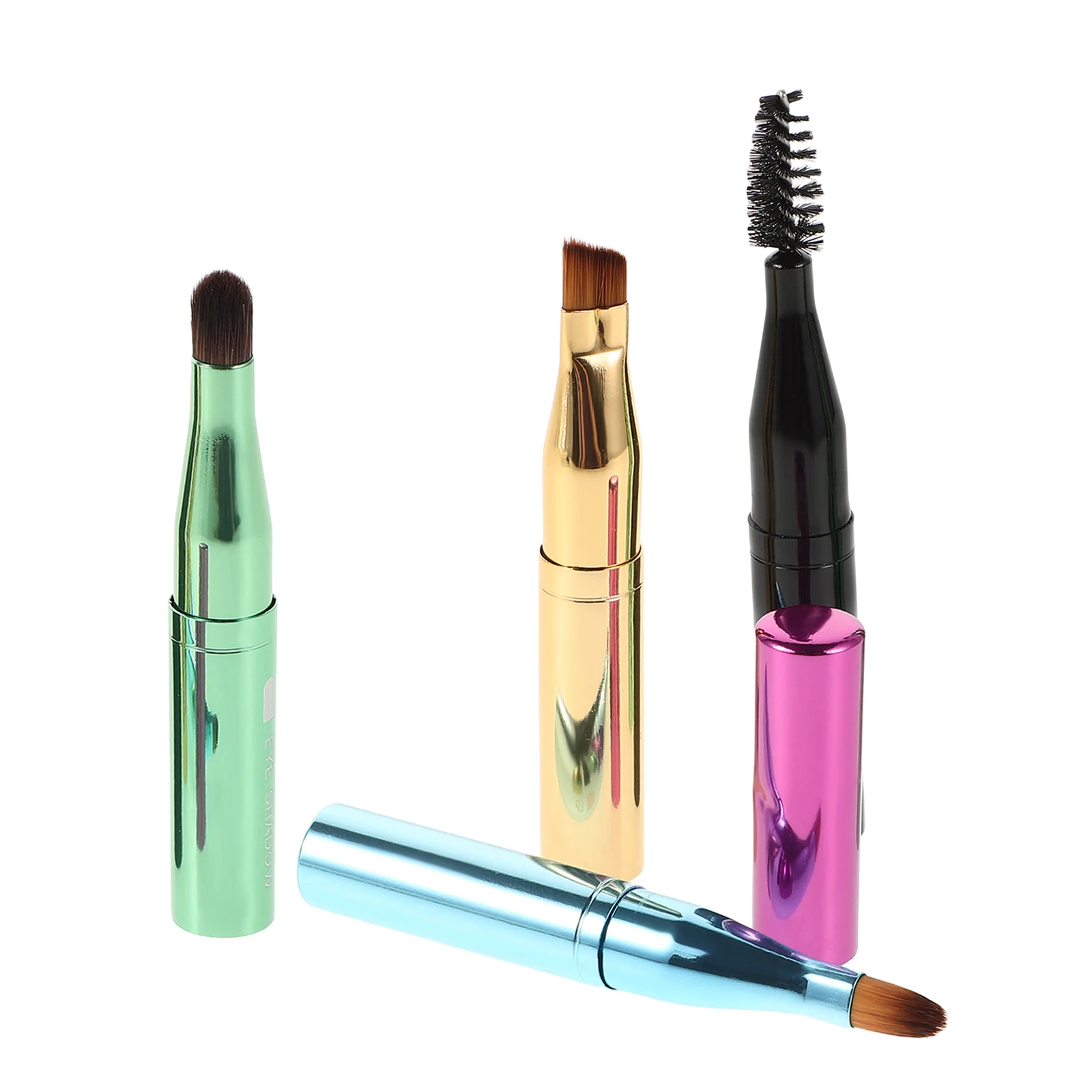 

1 set 4in1 Makeup Brushes Set Small Travel Bag for Women Eyebrow Lip Eye Shadow Nylon Brushes Portable Multifunctional Tool
