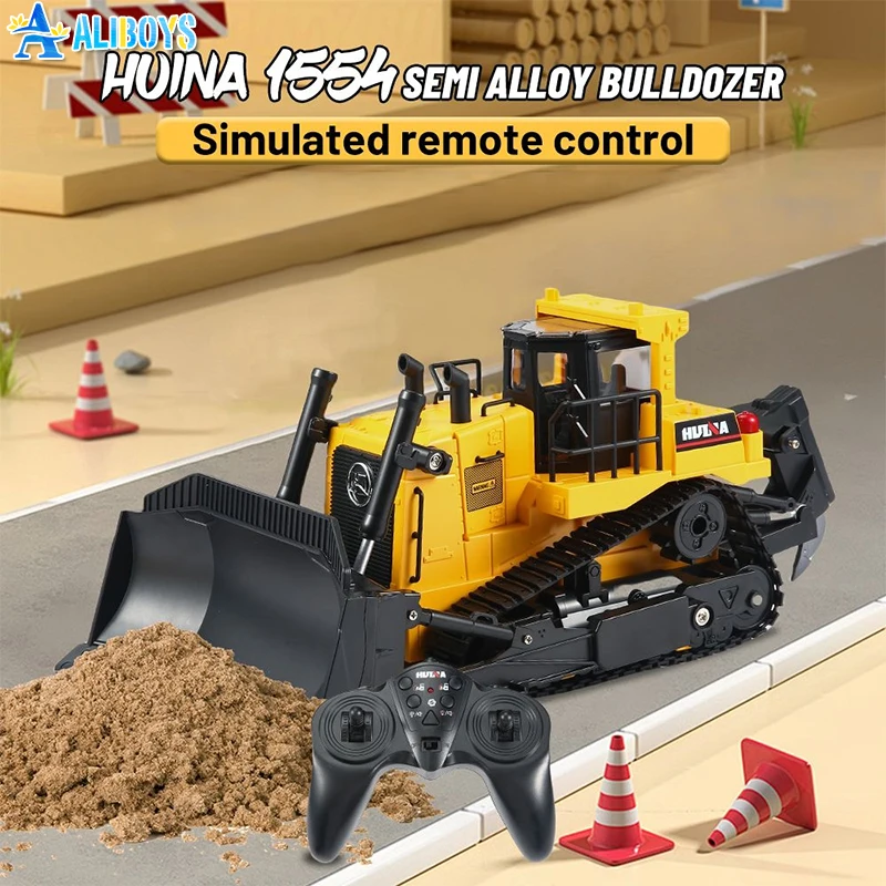 

HUINA 1554 RC Truck 1/16 Remote Control Bulldozer Alloy Dumper Excavator Tractor Engineering Vehicle Model Boy Toy Children Gift