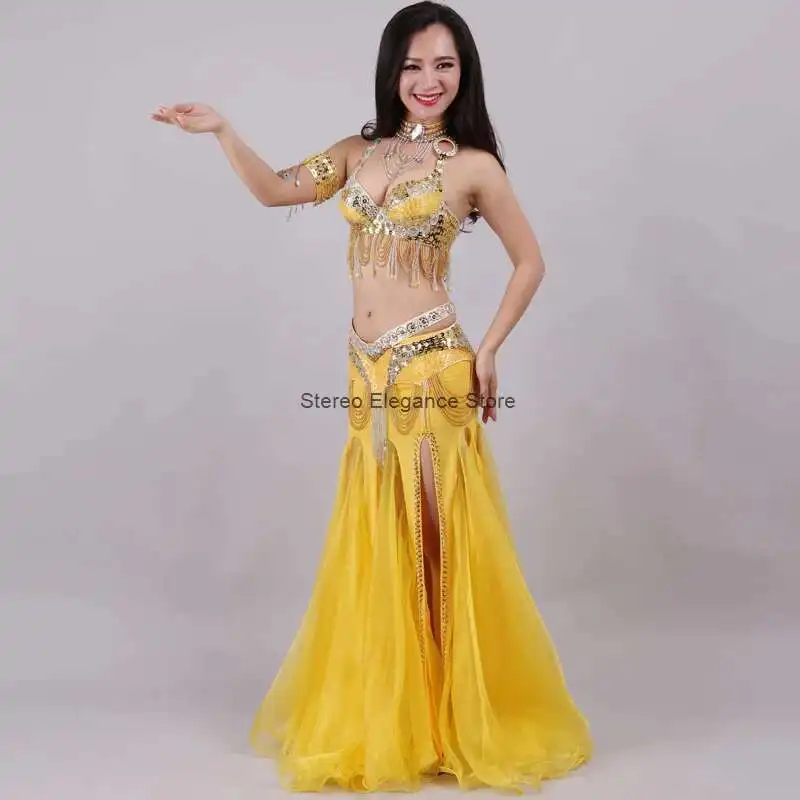 Women\'s Belly Dance Costume Three Piece Set Eastern Dance Costume Indian Dance Costume Stage Performance Costume