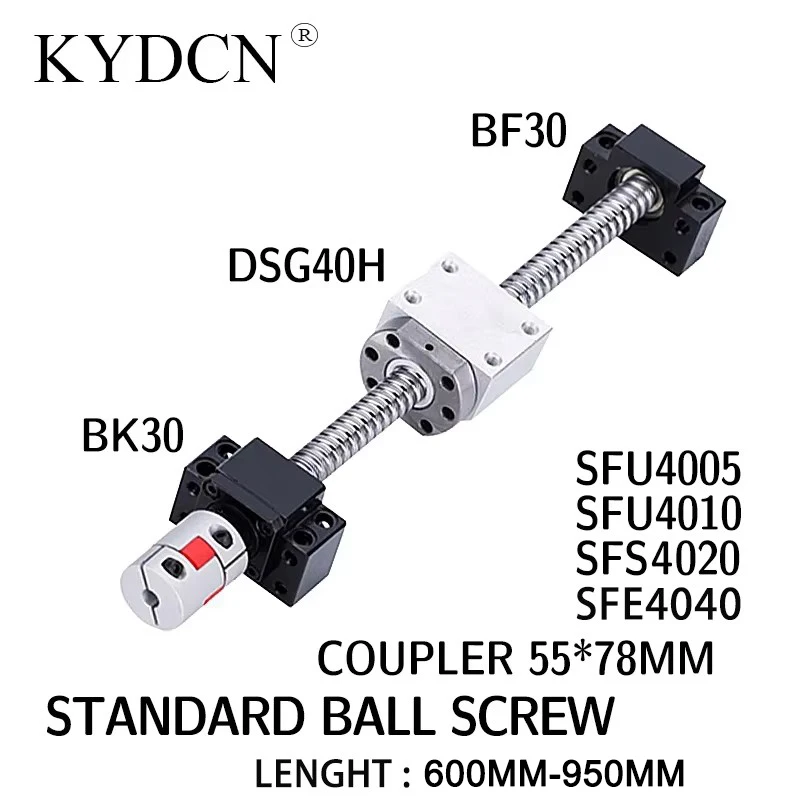 

SFU4005 SFU4010 SFS4020 Ball screw length 600-950mm screw, nut holder plus BK30BF30 support seat and coupling ball screw set