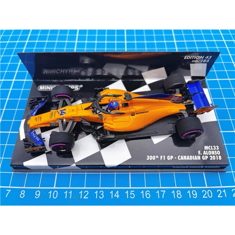 Minichamps 1:43 F1 2018 MCL33 Alonso Canada 300 Sessions Simulation Limited Edition Resin Metal Static Car Model Toy Gift