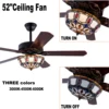 Ventilador de techo de madera Tiffany, dispositivo con 3 luces y Control remoto, 52 pulgadas 5