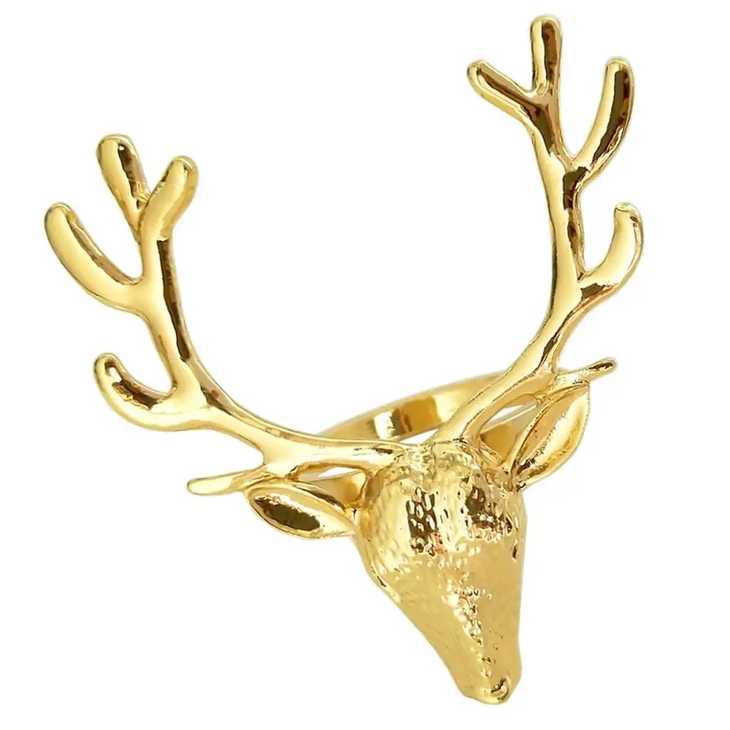 

Festive Reindeer Napkin Rings Holders Elegant Alloy Tableware Dinner Napkin Holder for Party Holiday Dining Table