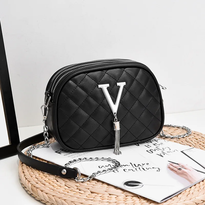 

Женская трехслойная мягкая сумка через плечо 2025 года — стильный мини-кошелек из искусственной кожи с кисточками, 6 цветов