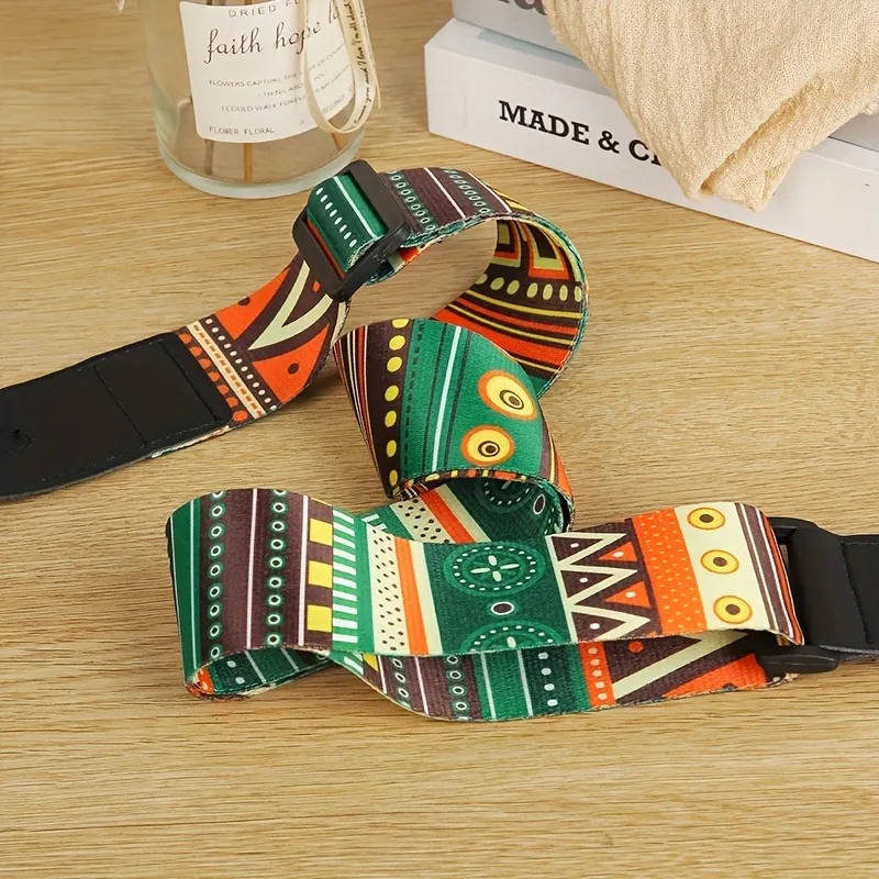 Sangle de guitare adaptée à la guitare acoustique/classique/électrique/basse, sangle universelle longue et Durable à tête en cuir avec motif