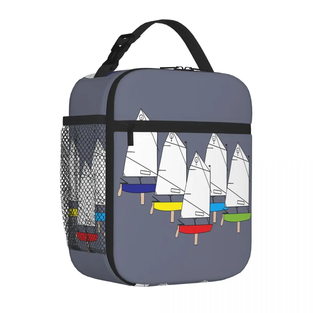 Hot Sale Optimist Sailing Dingy Ruffled Lunch Handbag Workday Snack Compact Lunch Bag