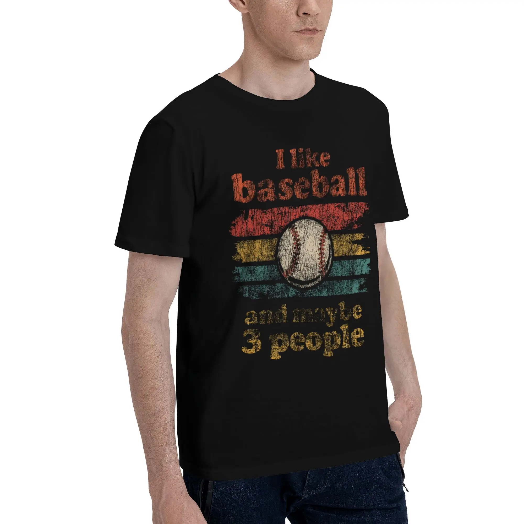 I Like Baseball And Maybe 3 People   Accessories Unisex T Shirts 100% Cotton Tee Print  Tops T-shirt