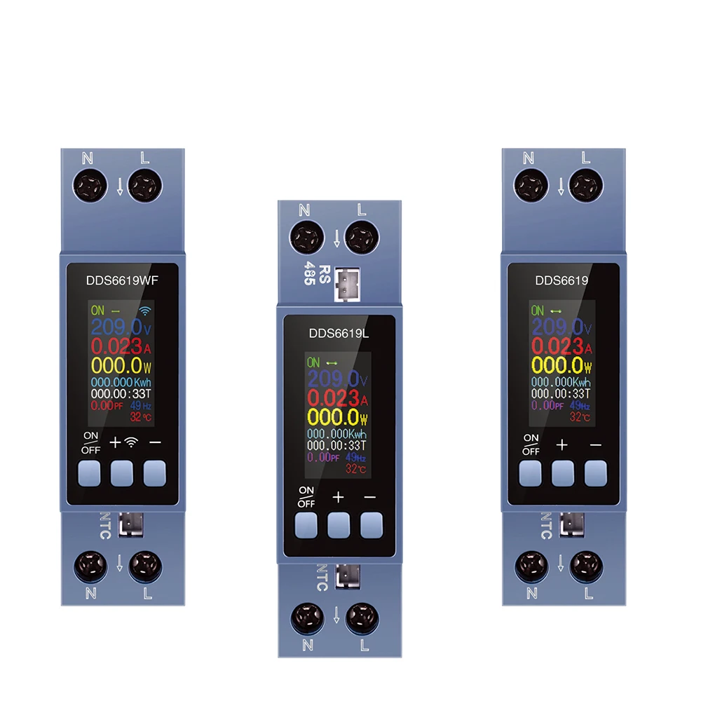 8 in 1 Power Meter WiFi Tuya DIN Rail AC Voltmeter Smart Energy Meter Voltage Current Power KWh/PF/Hz Multi-Function 0.96 Inch