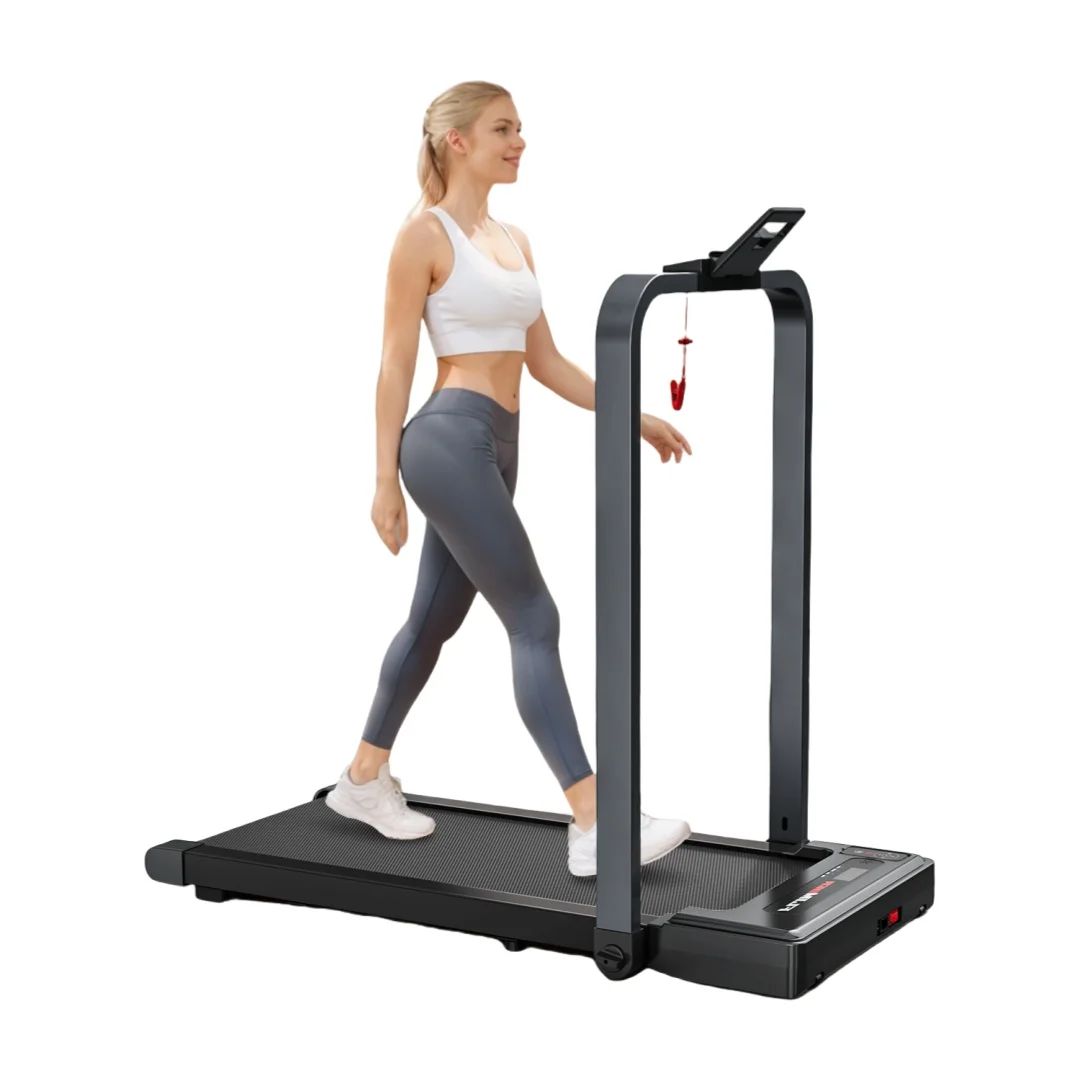 Foldable Electric Treadmill, 1‑12km/h Aluminum Alloy LED Display Remote Control