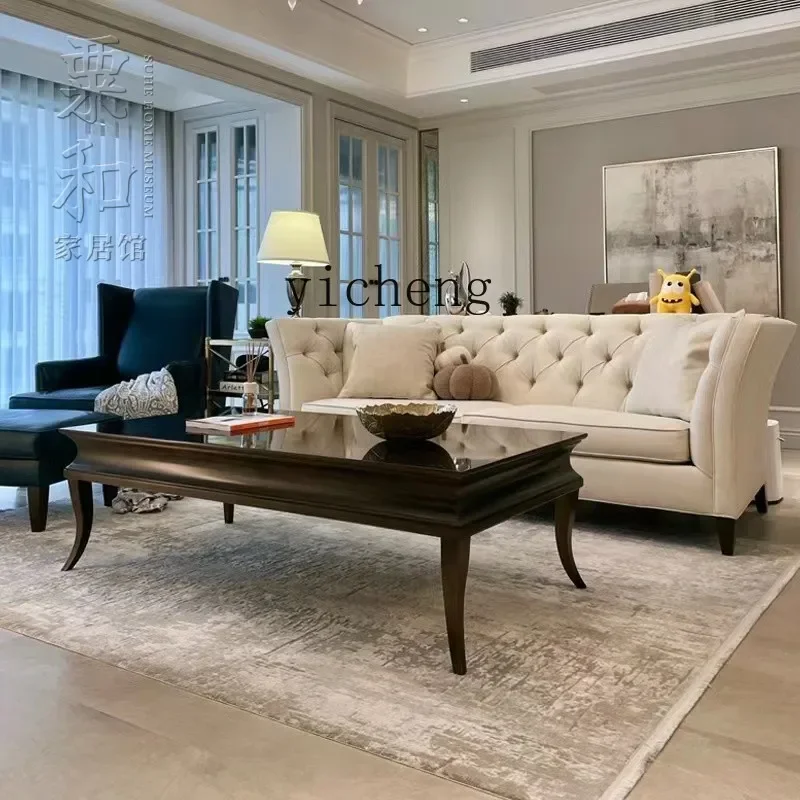 v9.10- solid wood retro coffee table neoclassical European simple small apartment storage coffee table living room furniture
