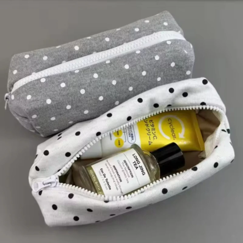 Polka Dot Design Pencil Case, Large Capacity Soft Touch Pencil Case, Stationery Bag, Cosmetics Storage, Back to School