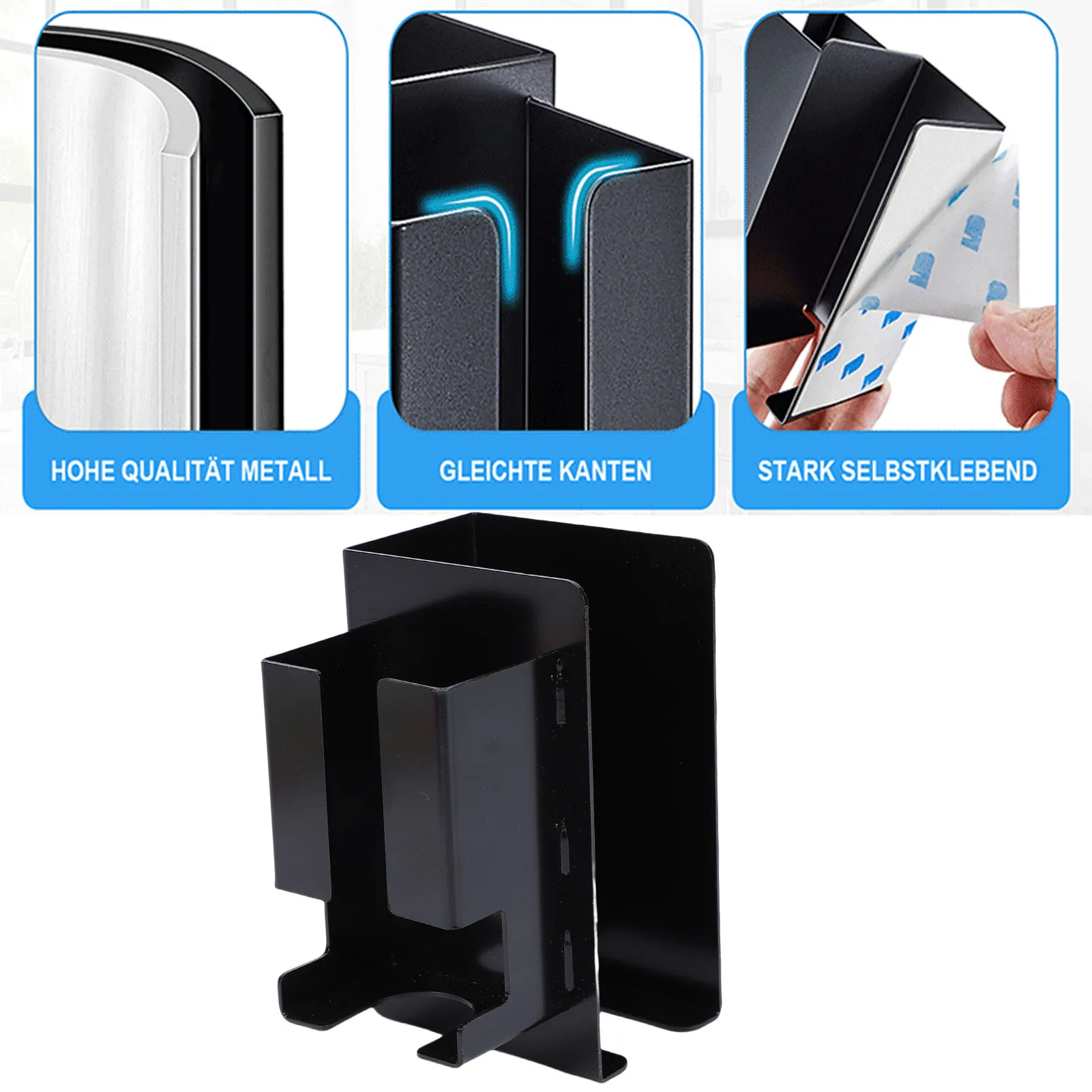 Hair Straightener Holder Wall Mount Carbon Steel Hair Tool Storage Organizer with Adhesive for Curling Iron Bathroom - view 4
