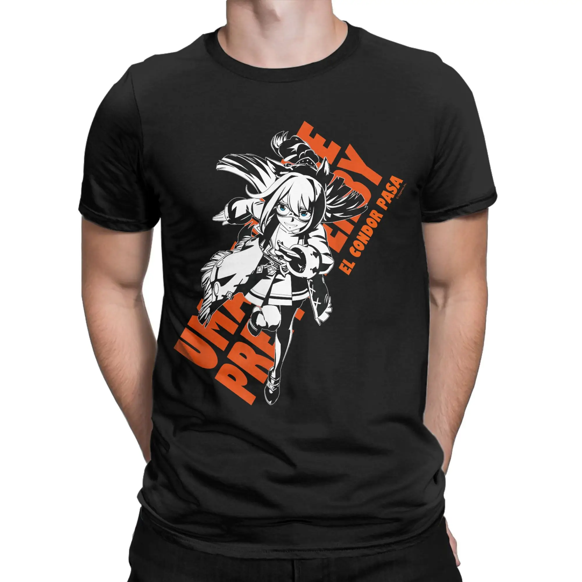 الرجال Umamusume جميلة ديربي El Condor Pasa تي شيرت الملابس القطنية عادية كم قصير Crewneck تيز تيشيرت صيفي