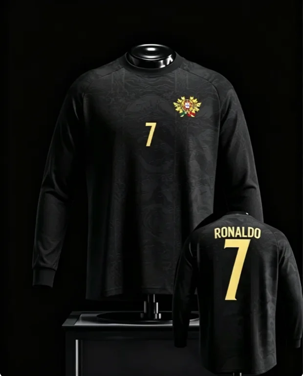 2026 new Portugal round neck long sleeved football jersey, breathable, quick drying, fashionable and versatile digital jersey