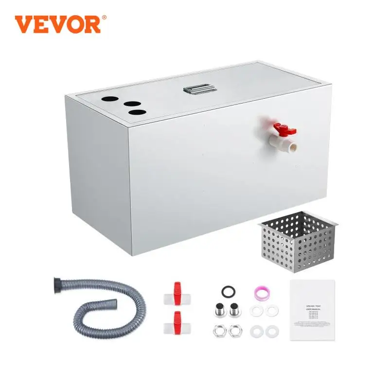 VEVOR Commercial Grease Trap Grease Interceptor Top Inlet Interceptor Under Sink Stainless Steel Grease Trap Waste Water Oil-wat