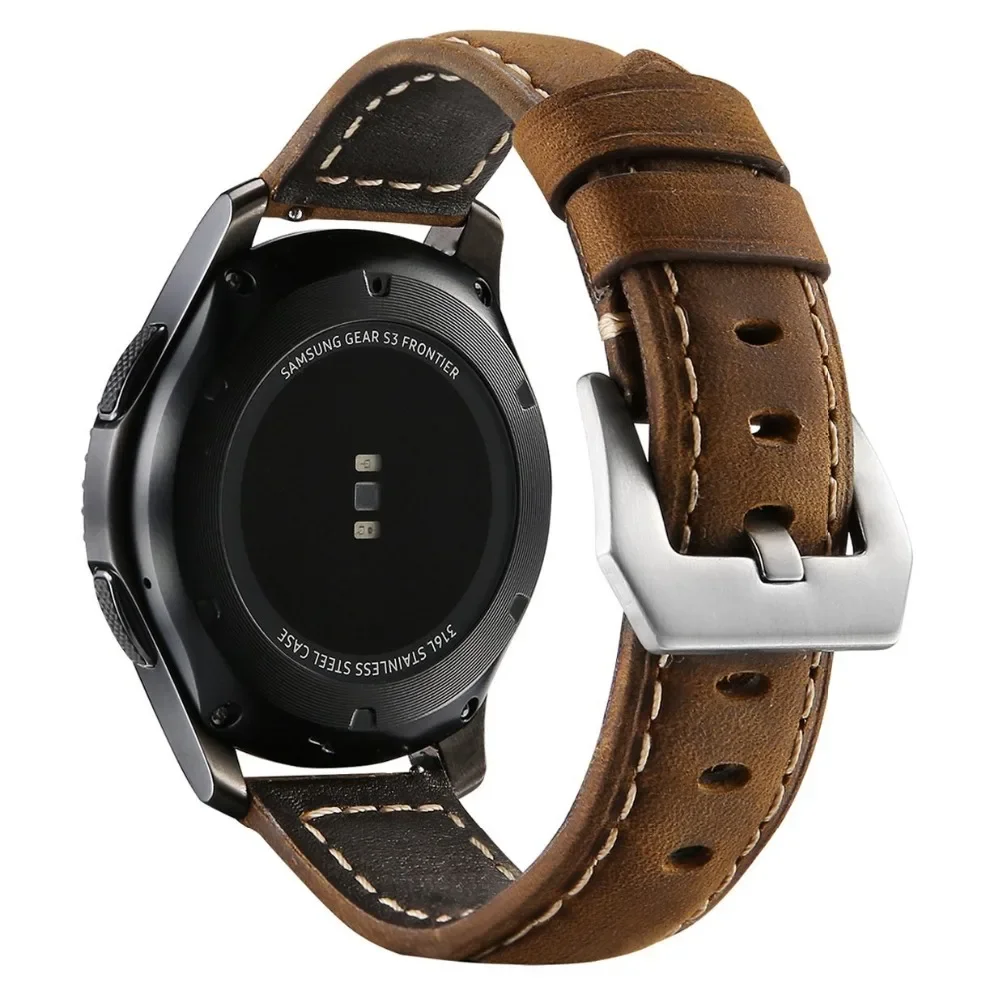 Cinturino in pelle da 22 mm per Samsung Galaxy watch 3 45mm/46mm Gear s3 Frontier braccialetto smartwatch Huawei watch GT-2-2e-pro GT2E cinturino