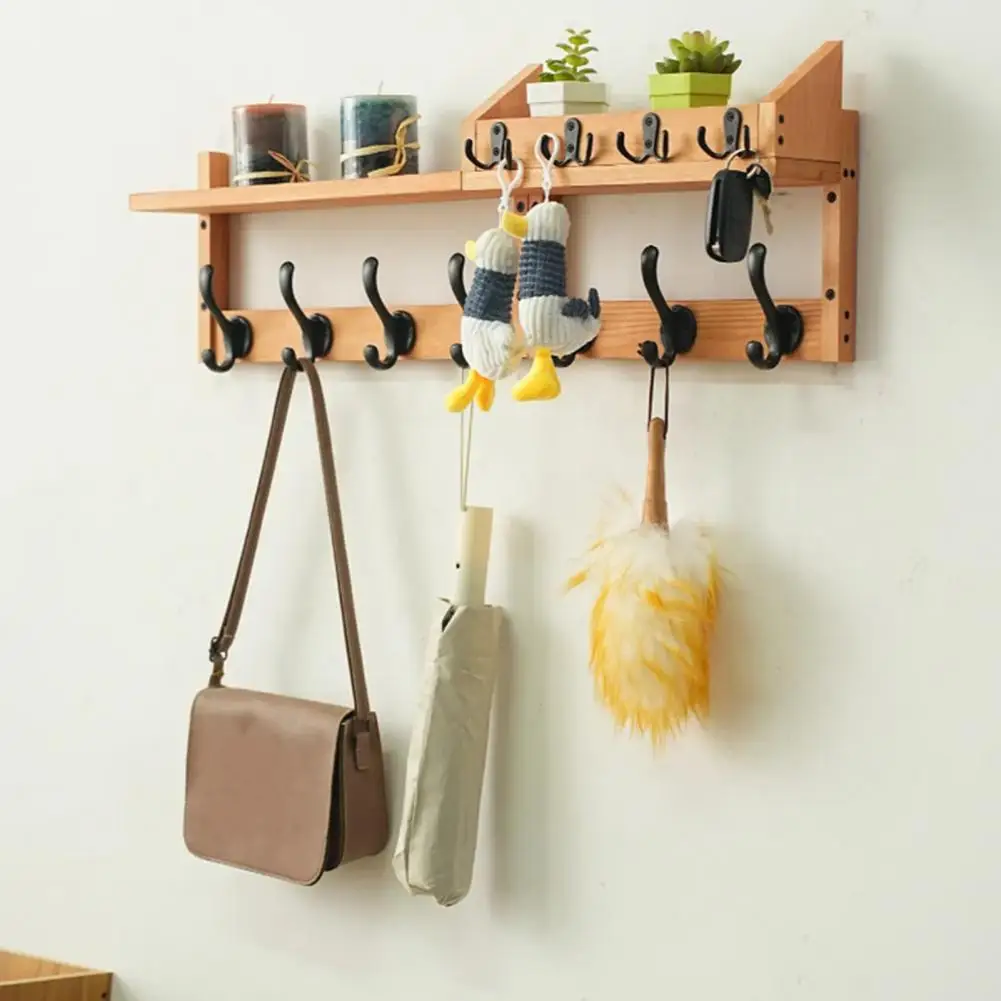 Hat Bag Organizer Rustic Wall Mounted Coat Rack with Shelf 11 Metal Hooks Key Hanger Entryway Organizer Mail Holder for Room