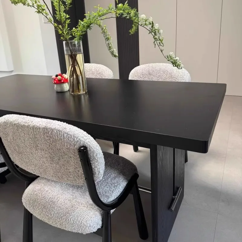 Italian minimalist medieval walnut solid wood meal rectangular office conference table Nordic living room table