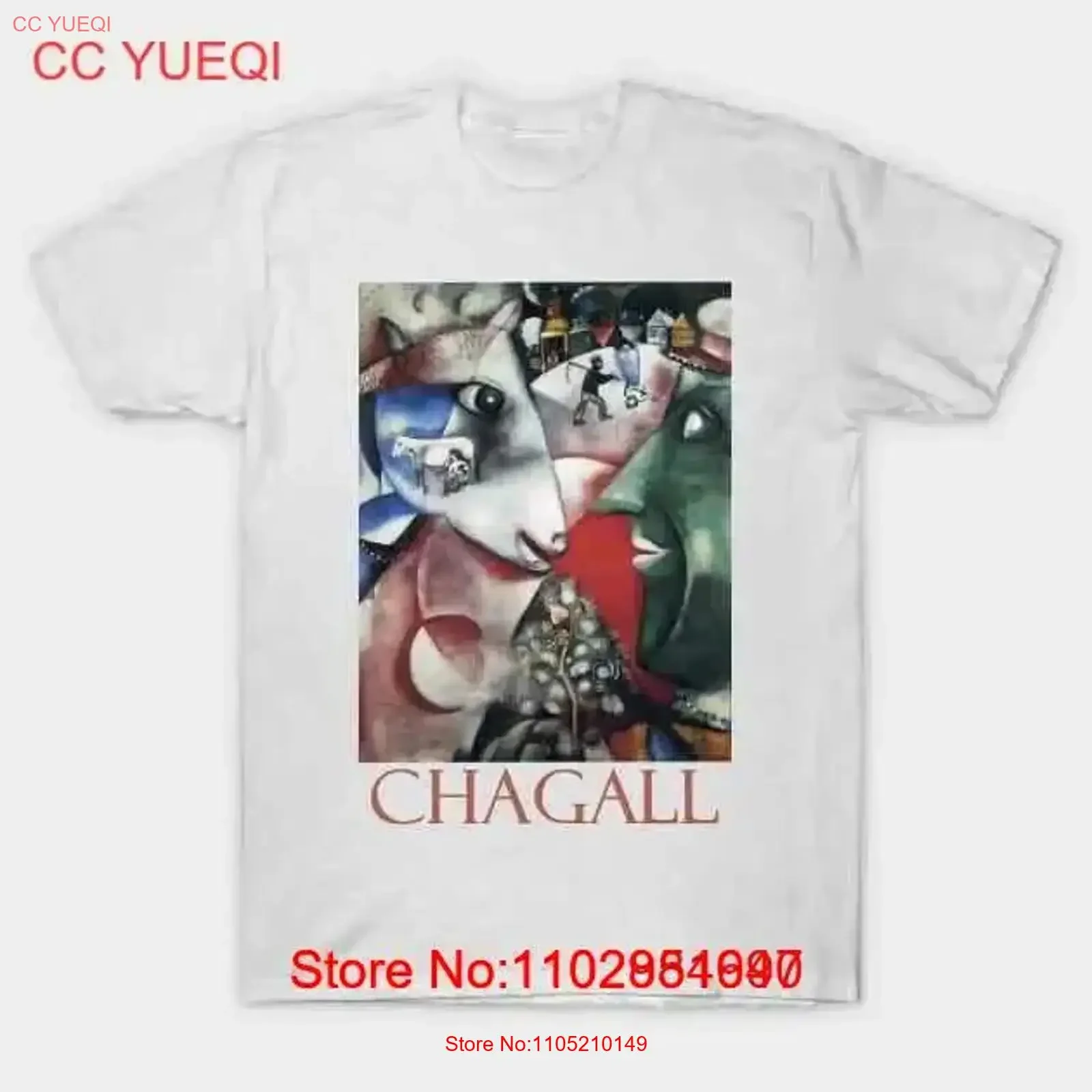 تي شيرت I and the Village 1911 من Marc Chagall S 5XL شحن سريع عتيق مغسول أنيق ملابس شارع ناعمة غير رسمية للرجال