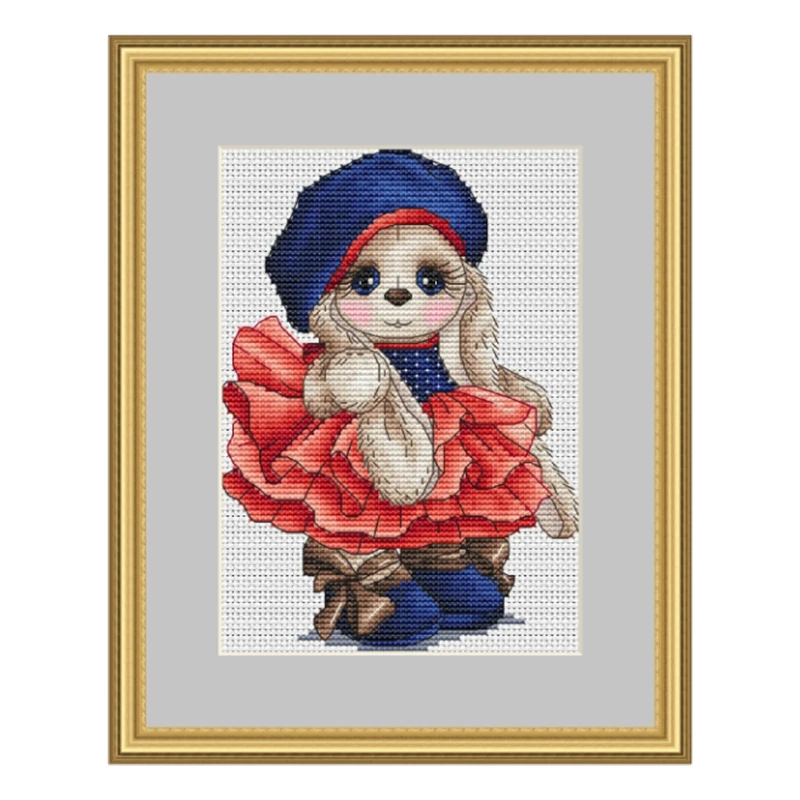The cross-stitch set 28CT, 18CT, 14CT and 11CT can be selected as the hand-made material pack of printed fabric saga Navy Rabbit