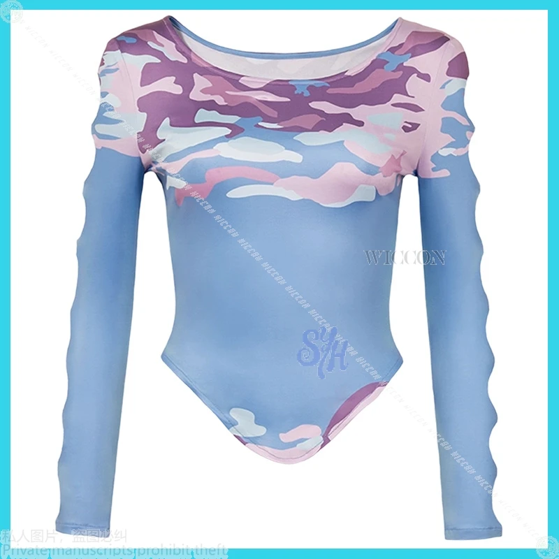 Huntrix Kpop شيطان أنيمي كبار سيلين تأثيري حلي مثير منقوشة بسط اليوغا كم طويل جوفاء أعلى الباروكات الطويلة هالوين