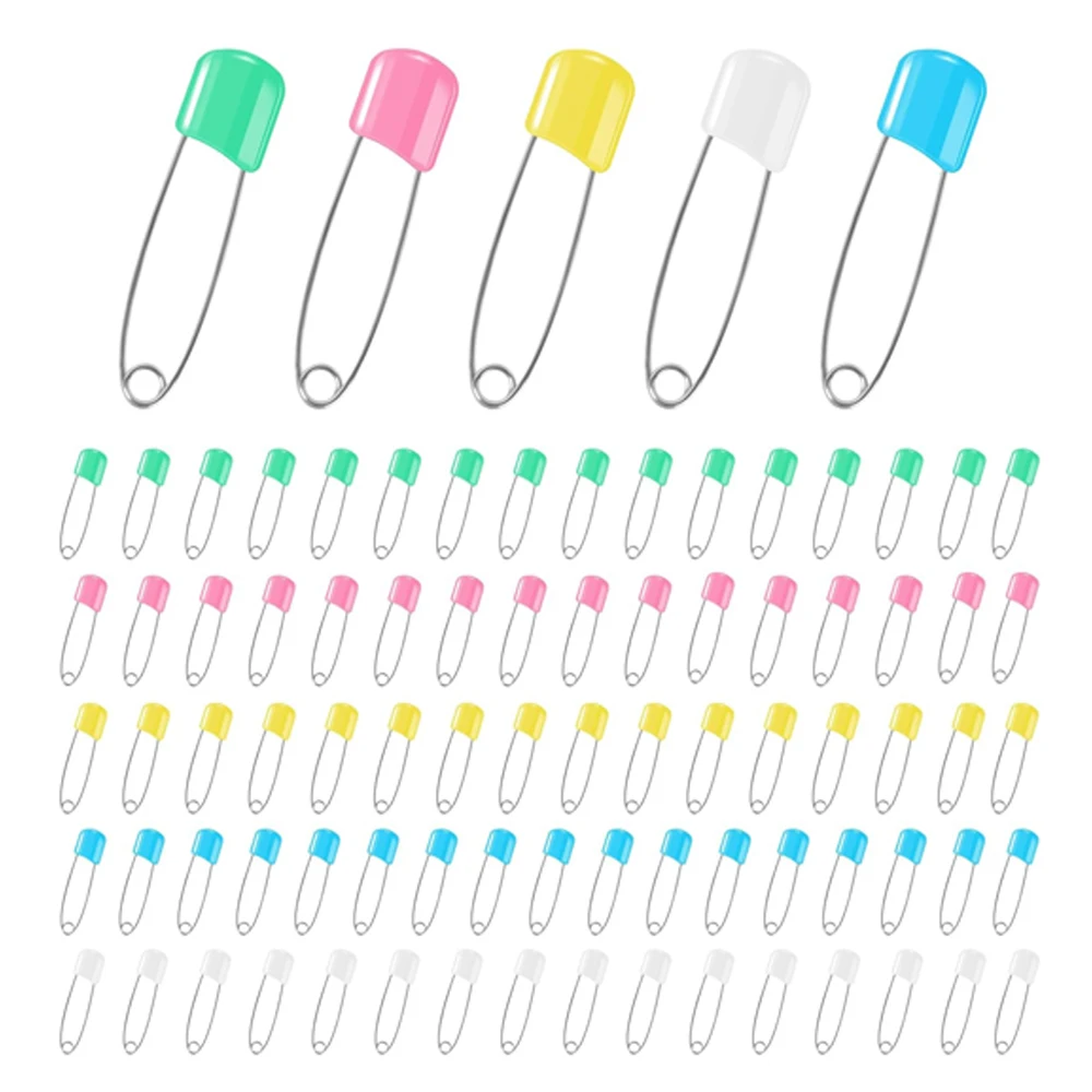 20Pcs Stainless Steel Safety Pins 2.1 Inch Baby Diaper Pins Plastic Head Safety Pins Large Sewing Pins with Locking Closures