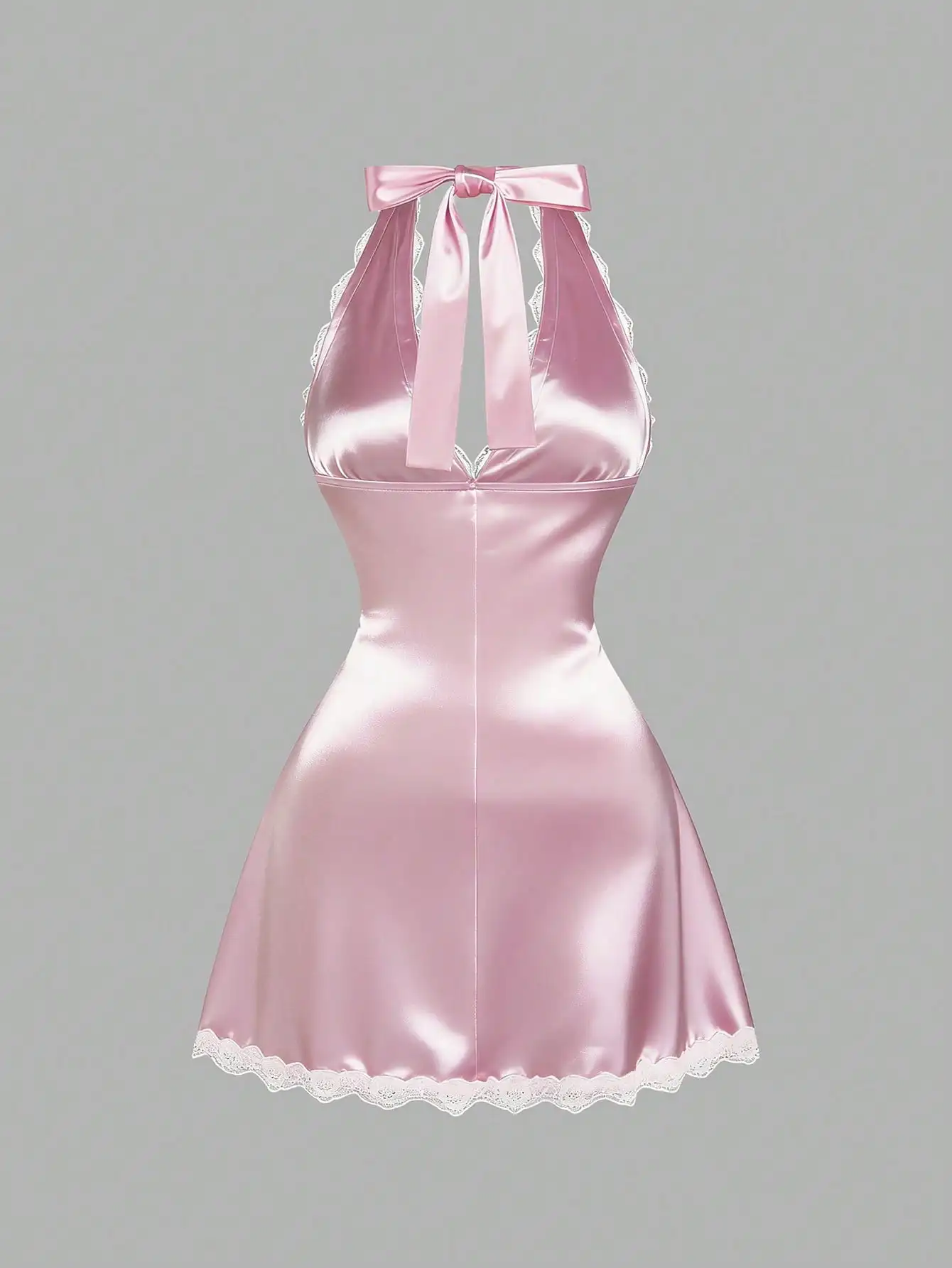 

Сексуальное мини-платье с глубоким V-образным вырезом, кружевом и атласом, на бретелях, А-силуэт, с открытой спиной