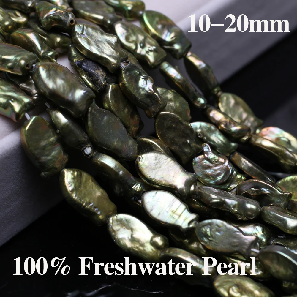 

Baroque Pearl Beads Natural Freshwater Green Pearl Loose Spacer Beaded for Making DIY Necklace Bracelets Accessories 10-20mm