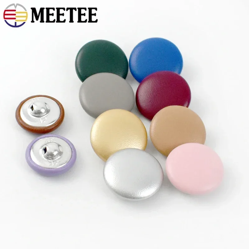 30Pcs 11-28mm Leather Covered Button For Sewing Jacket Coat Decorative Buckle Round Shank Buttons DIY Clothing Repair Accessory