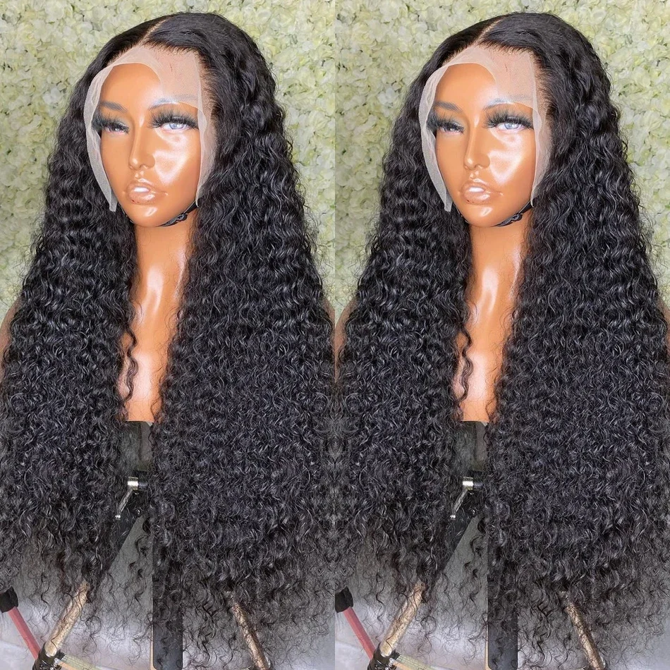 200% Density Deep Wave Lace Front Wigs Human Hair 13x6 HD Transparent Human Hair Lace Front Wigs for Women Deep Curly Human Hair