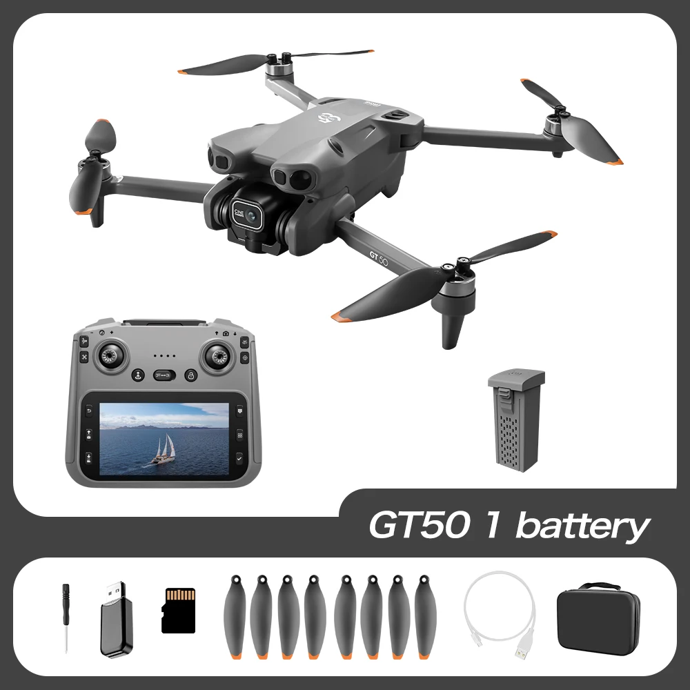 GT50 luchtfotografie drone met obstakelvermijding, HD borstelloze quadcopter met groot scherm afstandsbediening speelgoedvliegtuigen