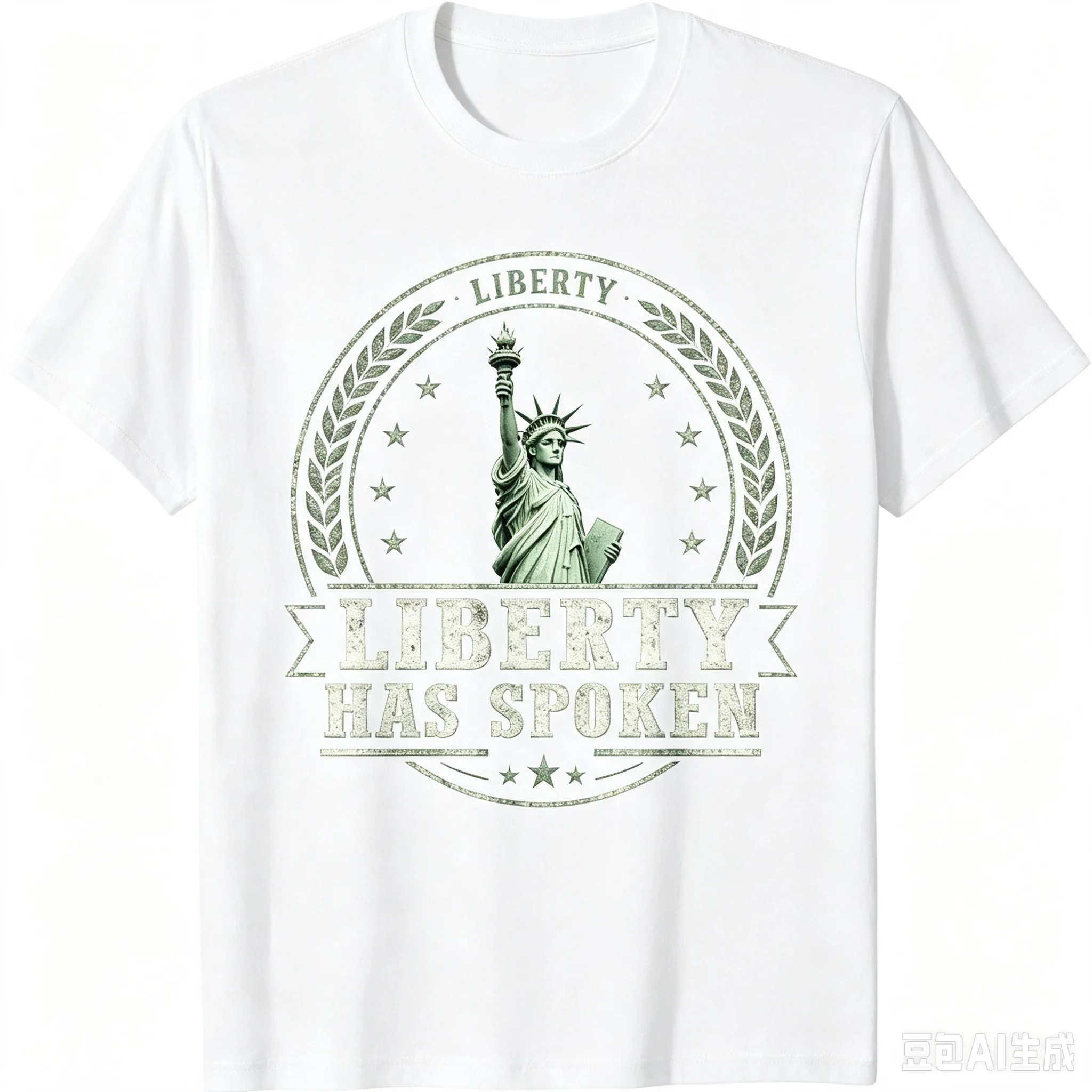 Liberty Has Spoken Statue Of Liberty Graphic Men T‑Shirt Vintage Patriotic Badge Print Casual Short Sleeve Streetwear Tee