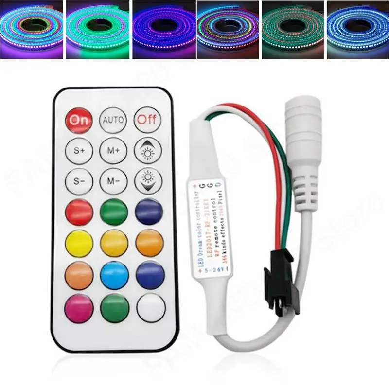 21Keys RF Remote Control Wireless Dimming Controller DC5-24V Dimmers LED Lights for WS2812B WS2811 Led Strip Lights M20