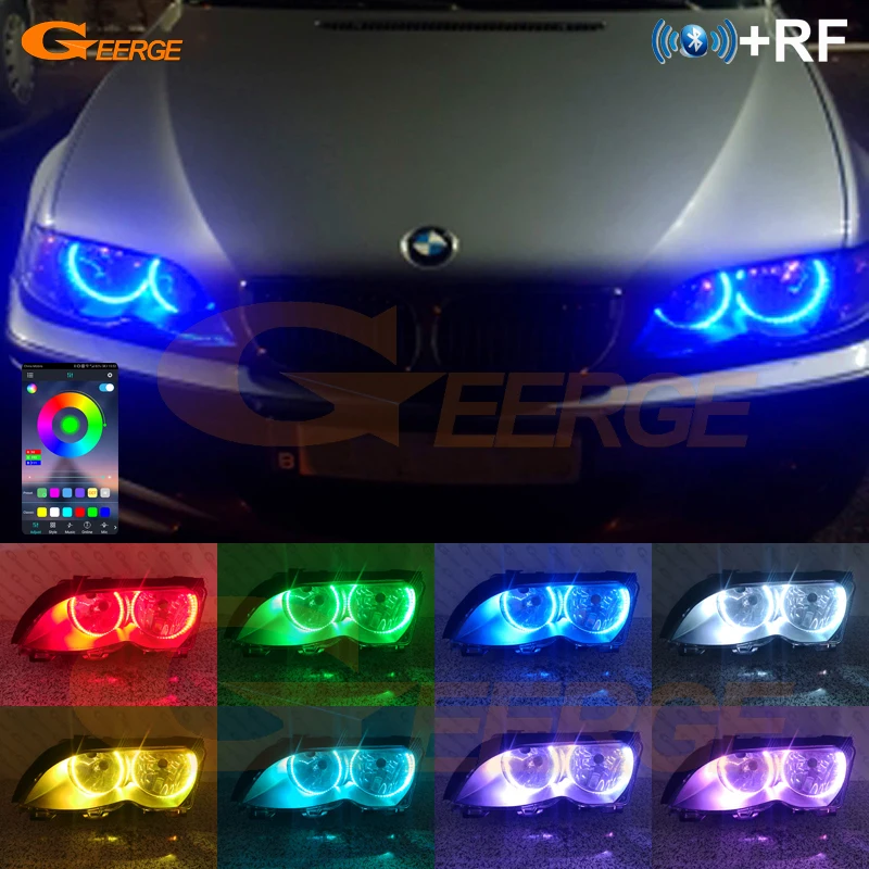 RF Remote Bluetooth-Compatible APP Multi-Color Ultra Bright RGB LED Angel Eyes Halo Rings For BMW E46 Sedan Touring 1998-2005