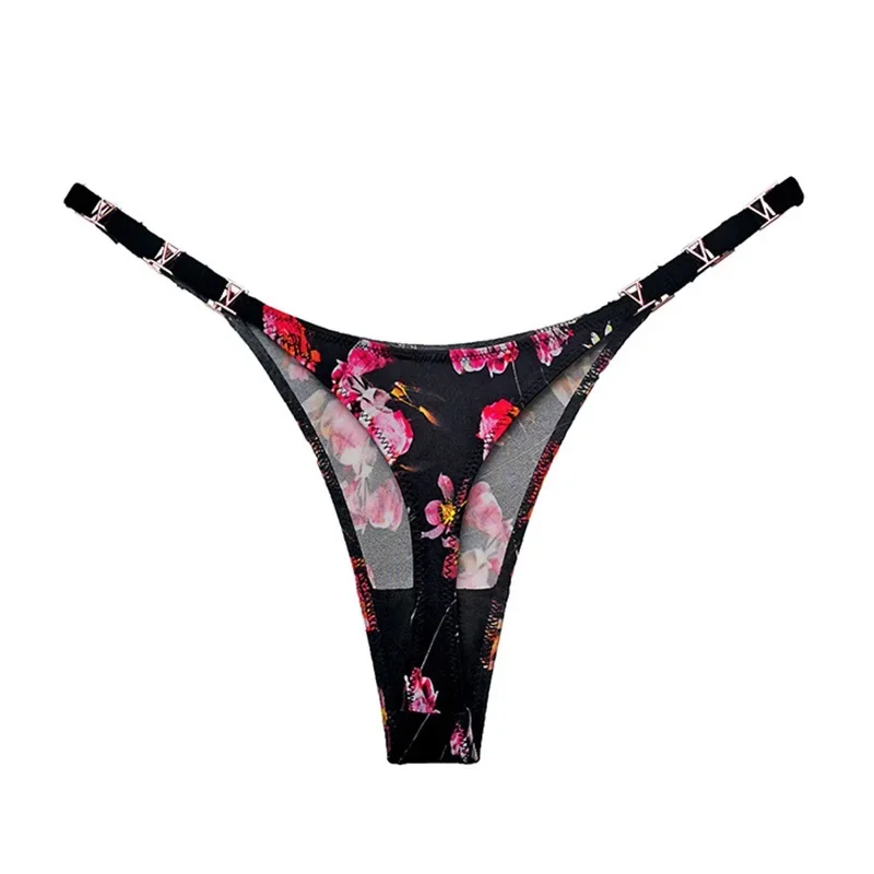 Sexy kalhotky ve tvaru V s kovovou dekorací, spodní prádlo, sportovní kalhotky s nízkým pasem, dámské spodní prádlo, dámské kalhotky, spodní prádlo - náhled 3