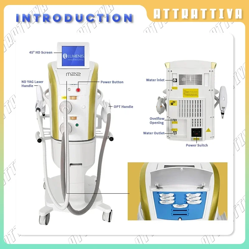 M22 IPL AOPT Nd YAG mesin Laser, peralatan kecantikan pembersih tato penghilang rambut fotorejuvenasi, perawatan kulit