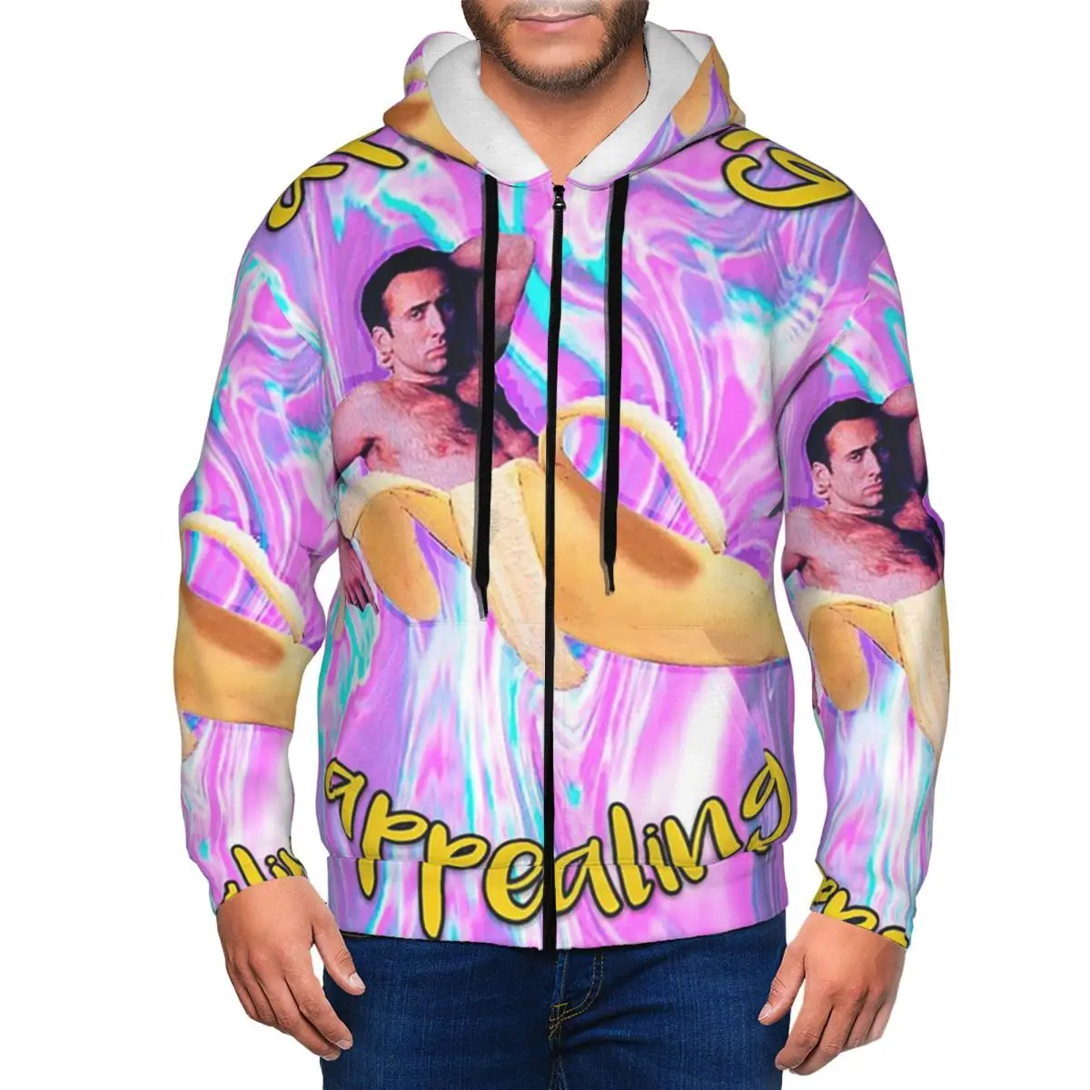 Nicholas Cage Banana Appealing Zipper Hoodies Hip Hop Pullover Autumn Winter Men Women Sweatshirt Long Sleeve Tops
