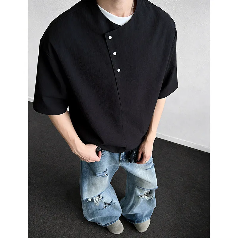 Summer Short Sleeved Shirt Men Fashion White Casual Shirt Men Streetwear Korean Loose Pullover Shirt Mens Large Size 4XL