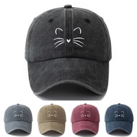 Plain Cute Cat Embroidery Baseball Cap For Women And Men Fashion Curved Brim Summer Outdoor Sun Protection Hat Gifts