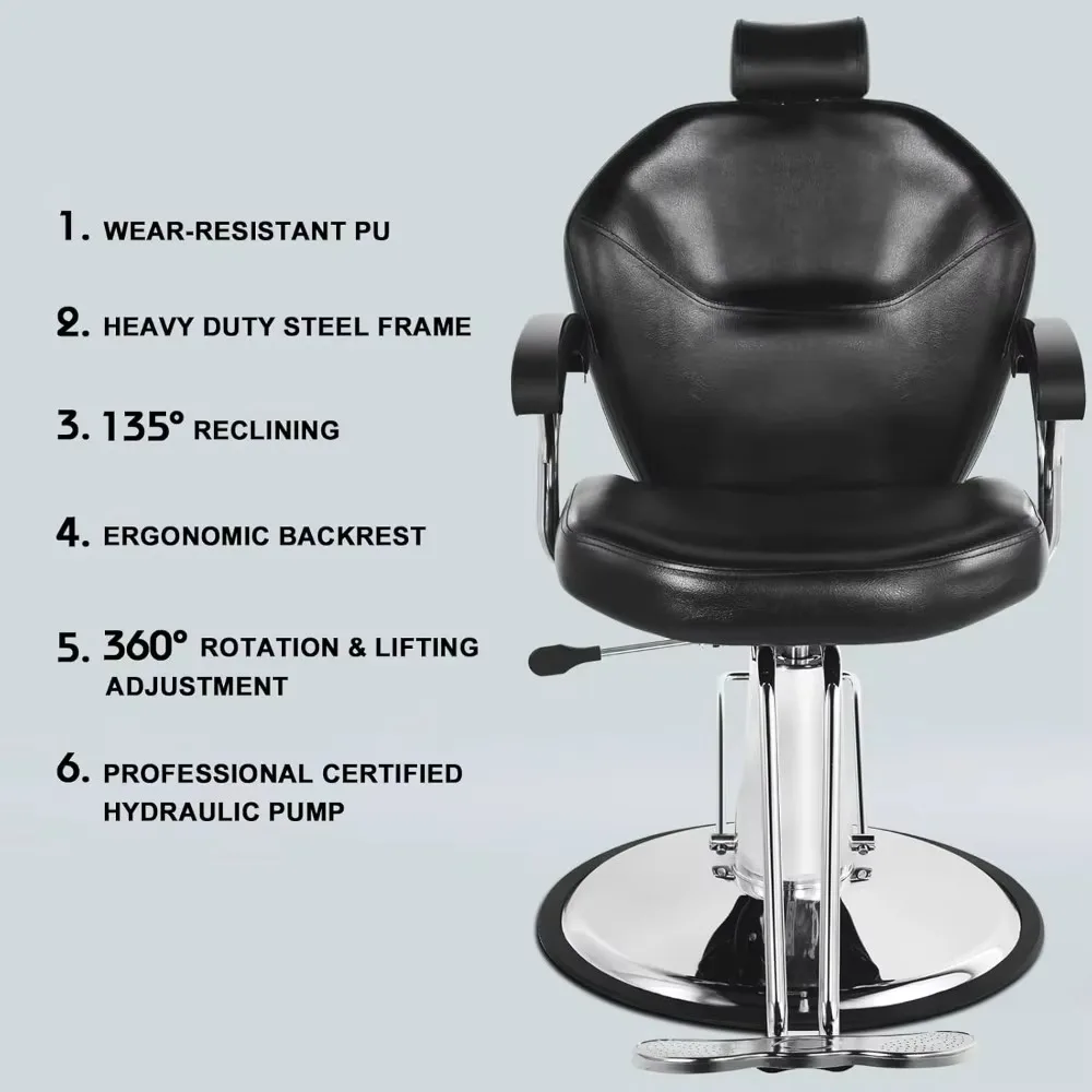 Barber Chairs, Hair Stylist All Purpose Barber Chair for Barbershop Salon Chair, Ergonomic Design, High-Quality Materials Chairs