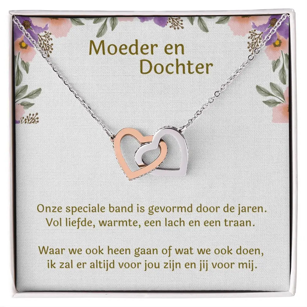 Dutch To My Mom Mother Gift Women Necklace Fashion Birthday Christmas Gift Moeder en Dochter Interlocking Hearts Ketting