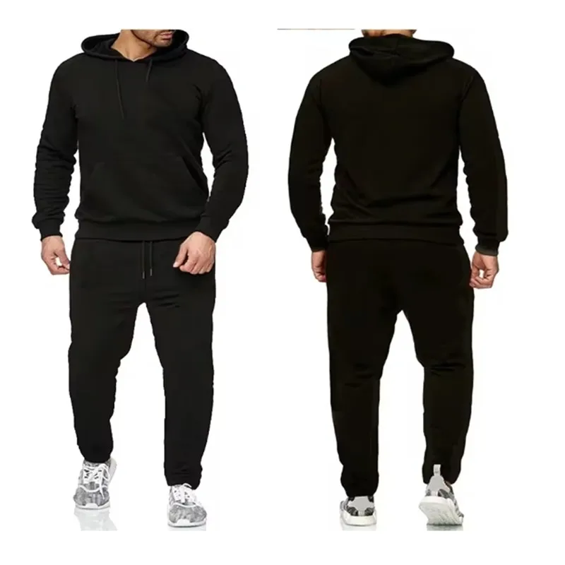 2024 Men Tracksuit 2 Pieces Sets Hooded Sweatshirt +Drawstring Pants Male Hoodies Running Sportswear Men Women Autumn Sportwear