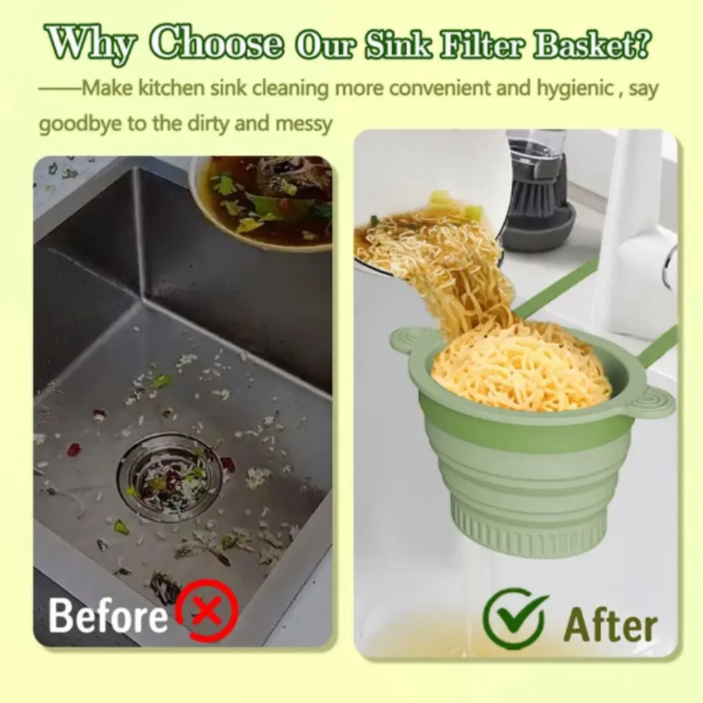 Cestello per filtro in silicone durevole in silicone Blu Verde Rosa Lavello multifunzionale Colino Pressa Dumping Riutilizzabile